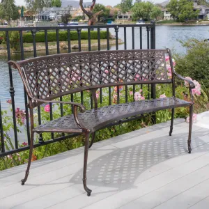 Outdoor Antique Copper Cast Aluminum Bench - NH669492 patio chairs, outdoor seating