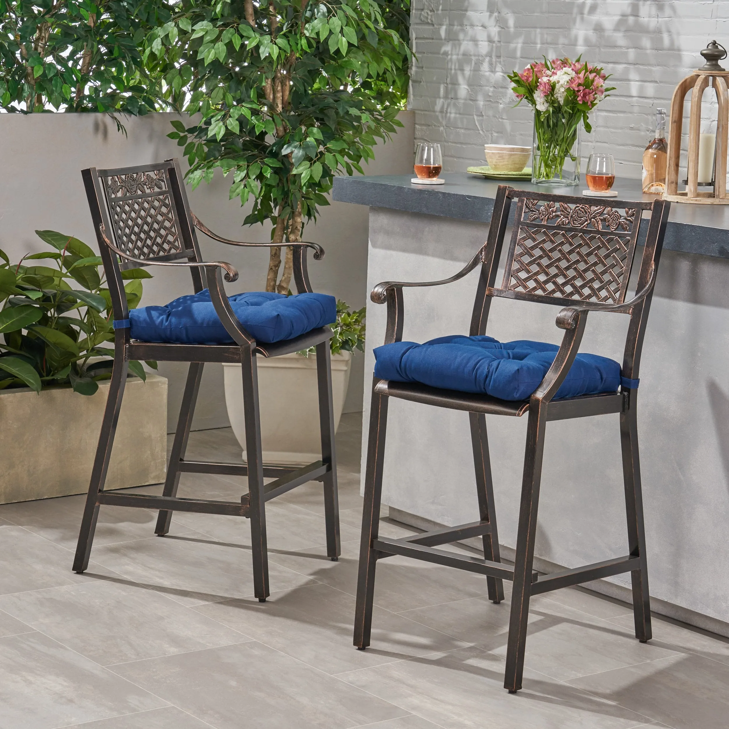 Outdoor Barstool with Cushion (Set of 2) - NH131013
