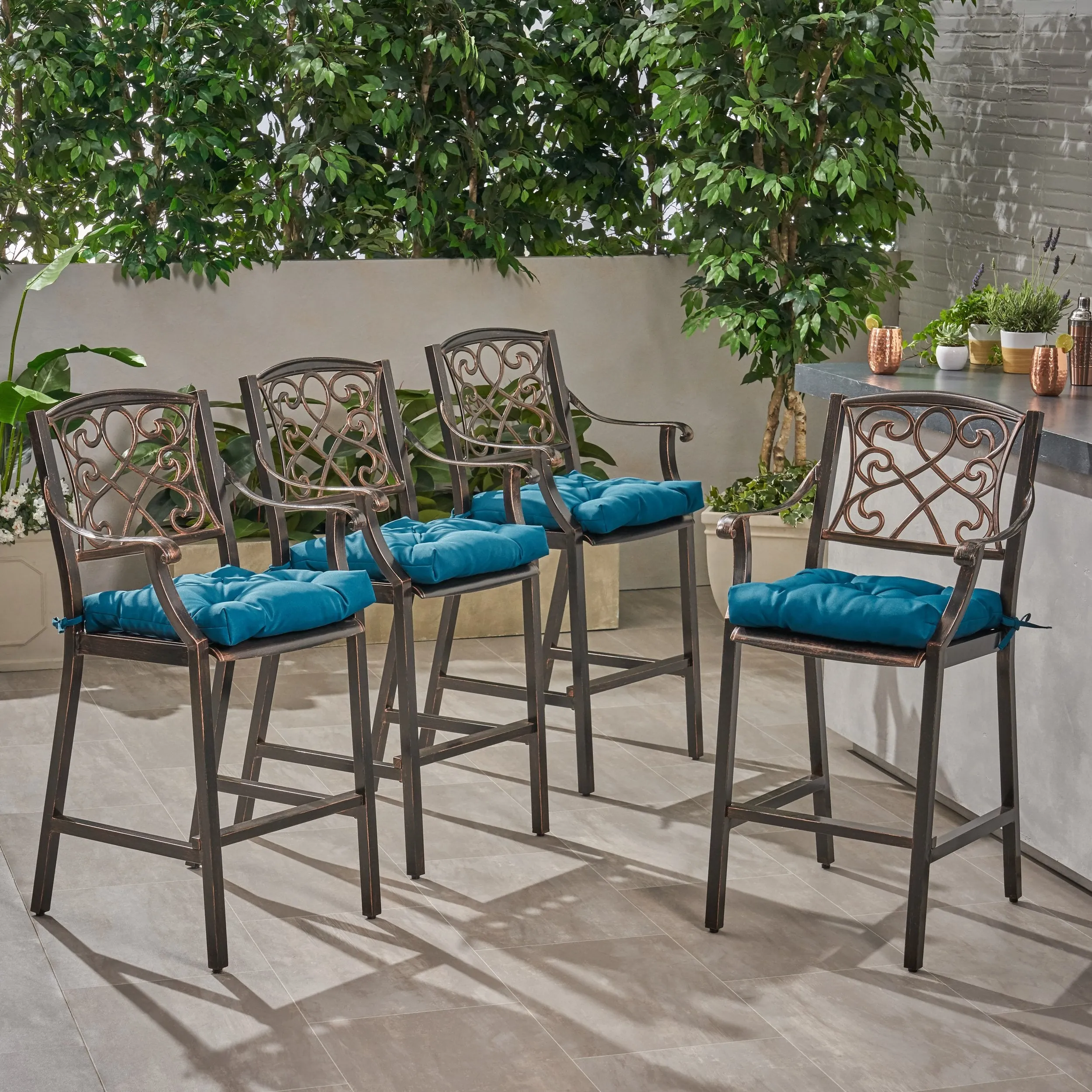 Outdoor Barstool with Cushion (Set of 4) - NH071013