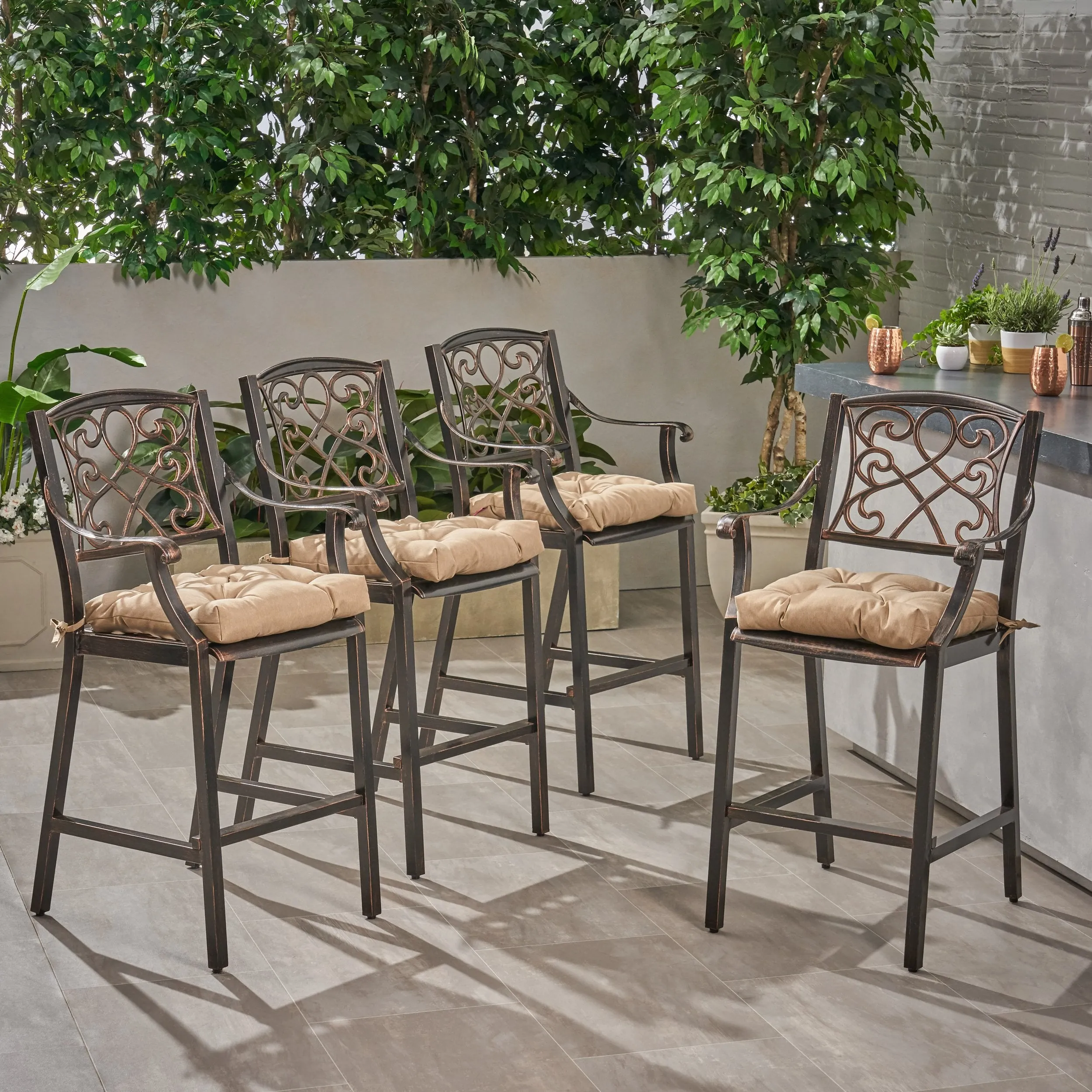 Outdoor Barstool with Cushion (Set of 4) - NH071013