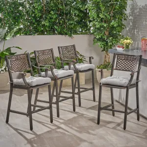 Outdoor Barstool with Cushion (Set of 4) - NH081013 patio chairs, outdoor seating