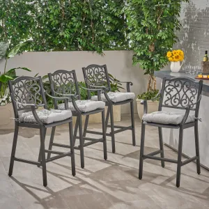 Outdoor Barstool with Cushion (Set of 4) - NH091013 patio chairs, outdoor seating