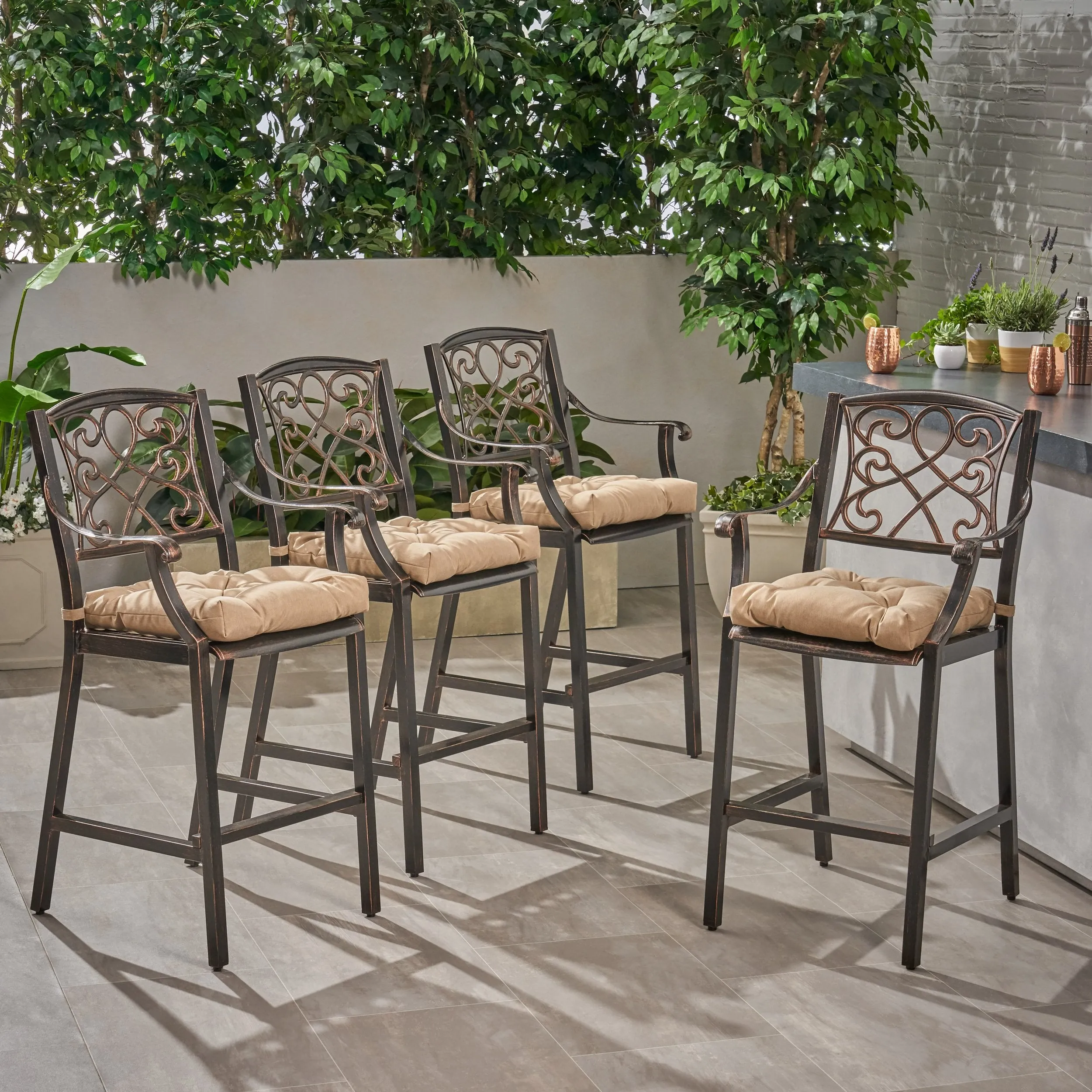 Outdoor Barstool with Cushion (Set of 4) - NH621013