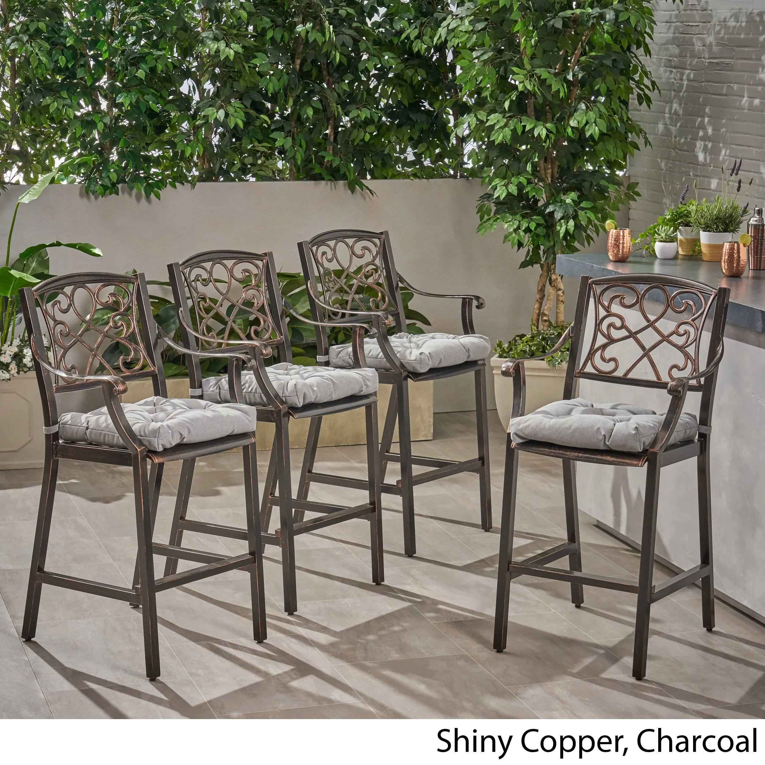 Outdoor Barstool with Cushion (Set of 4) - NH621013