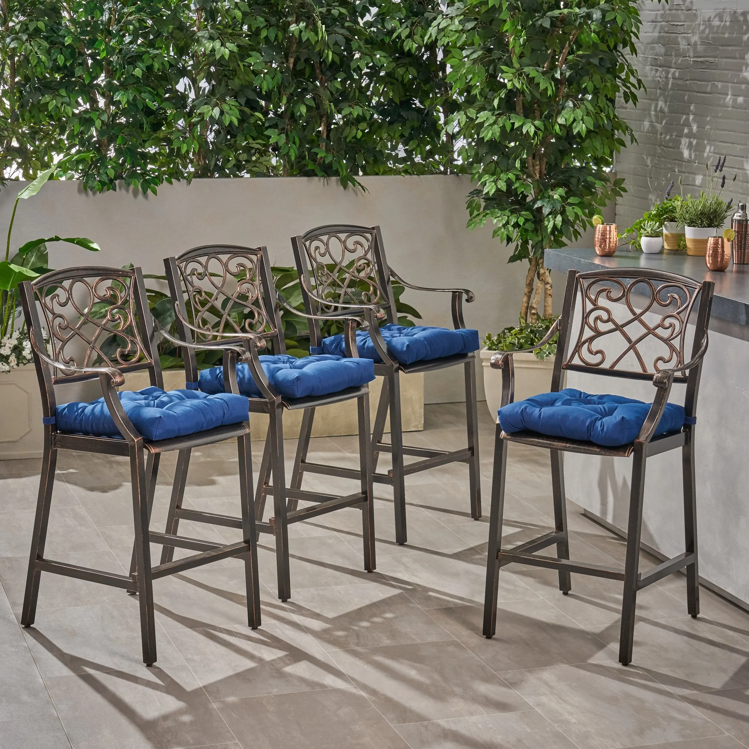 Outdoor Barstool with Cushion (Set of 4) - NH621013