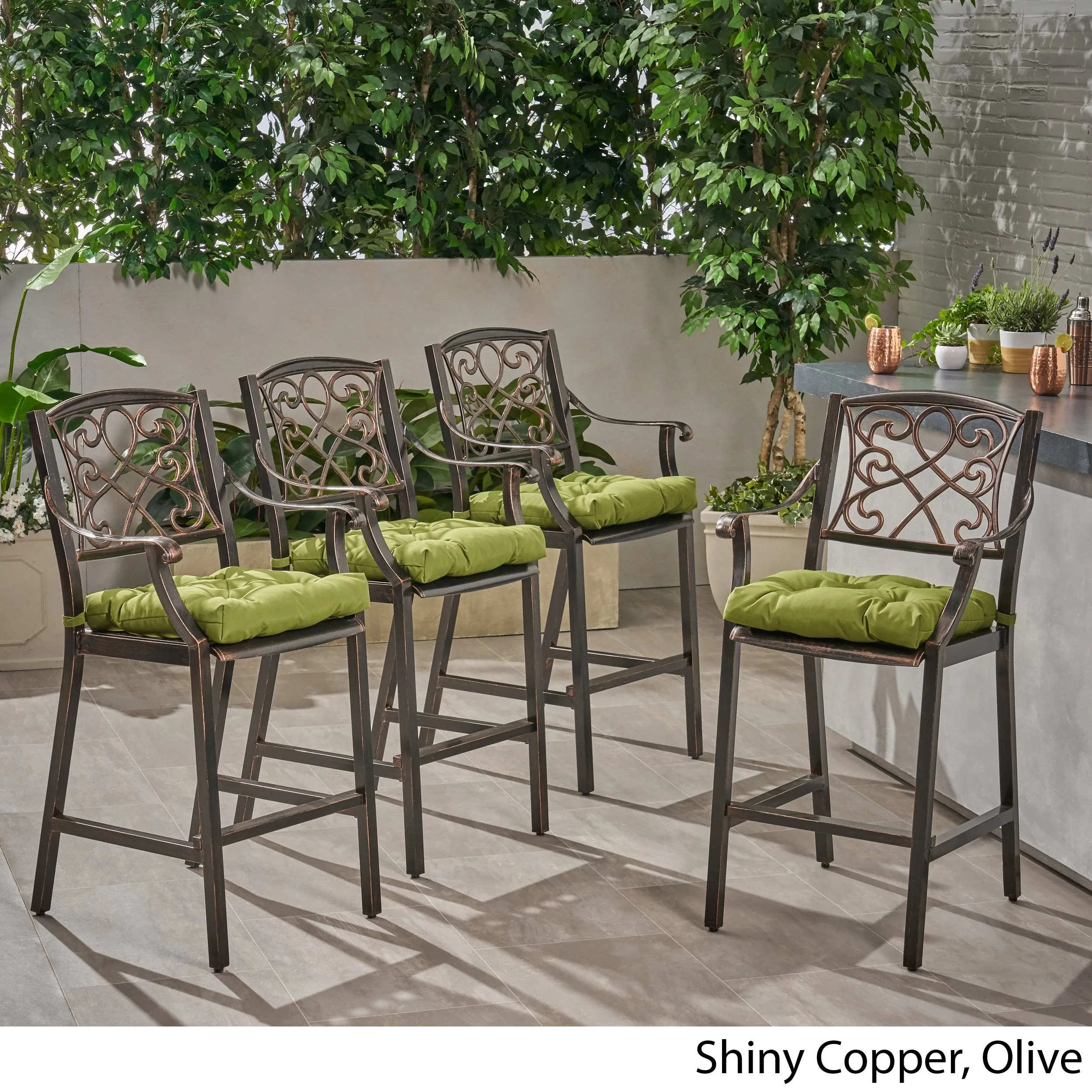 Outdoor Barstool with Cushion (Set of 4) - NH621013