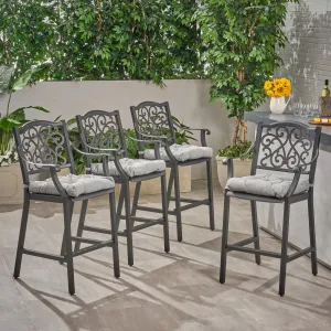 Outdoor Barstool with Cushion (Set of 4) - NH641013 patio chairs, outdoor seating