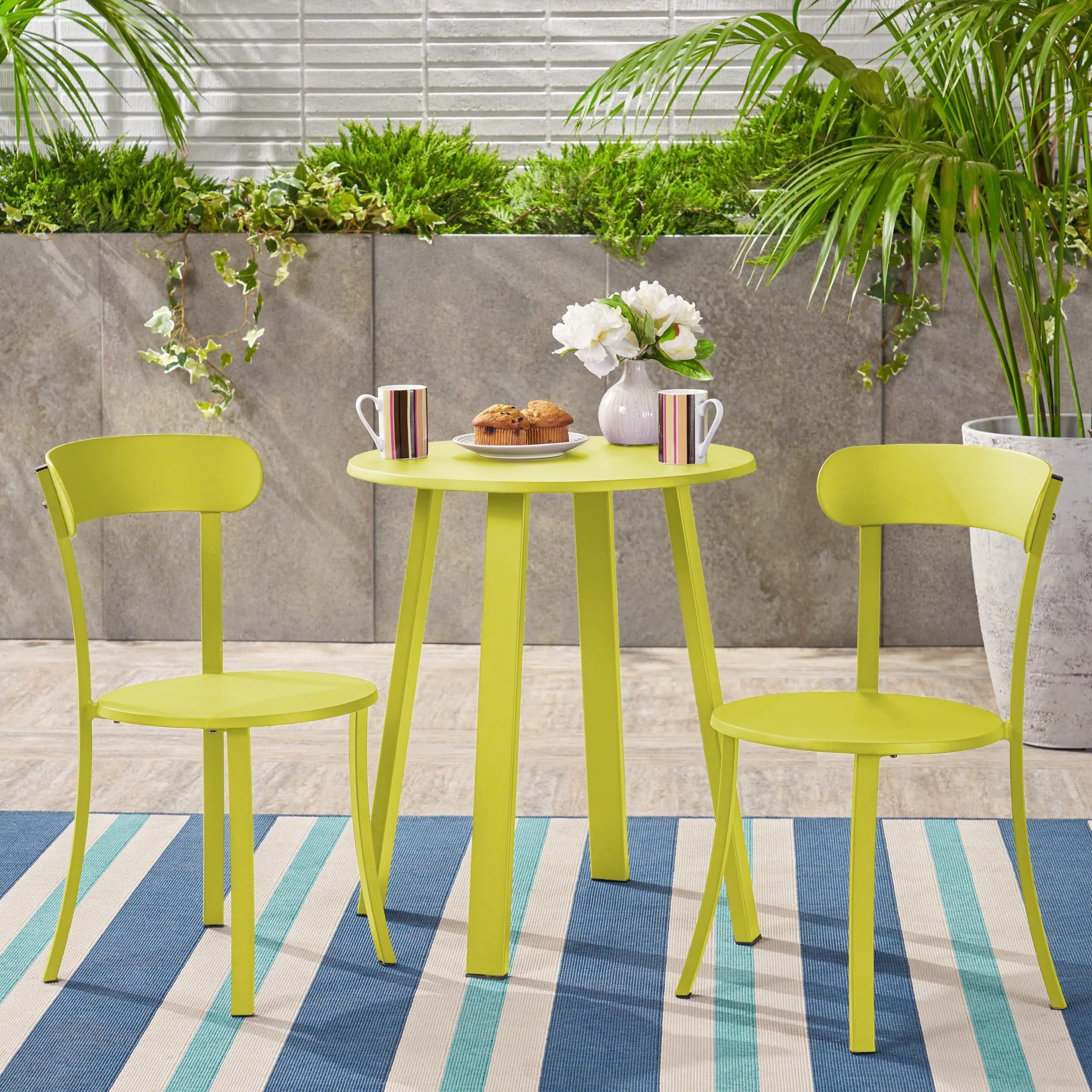 Outdoor Bistro Set, Matte Lime Green - NH878403 patio chairs, outdoor seating