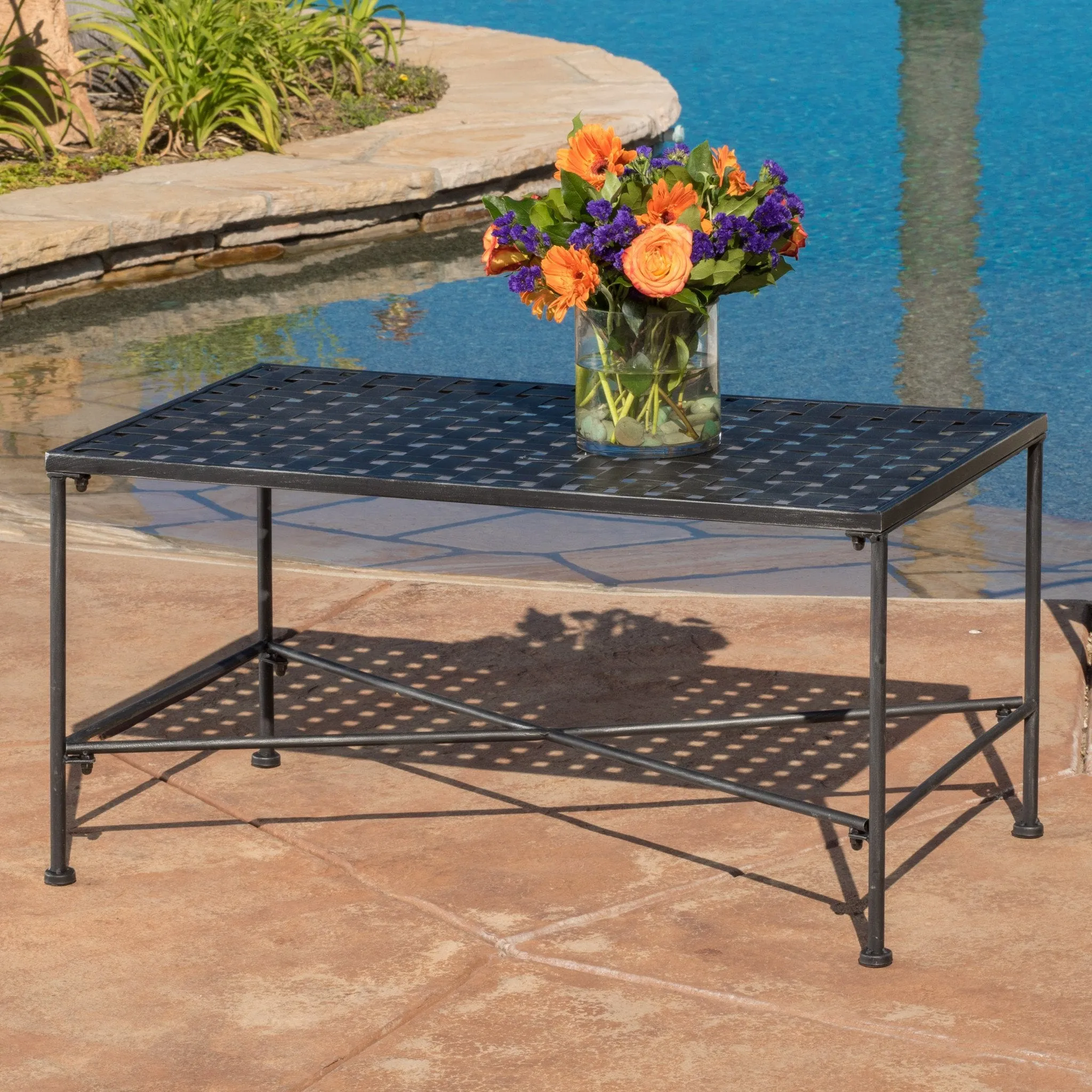 Outdoor Black Iron Coffee Table - NH647692 patio chairs, outdoor seating