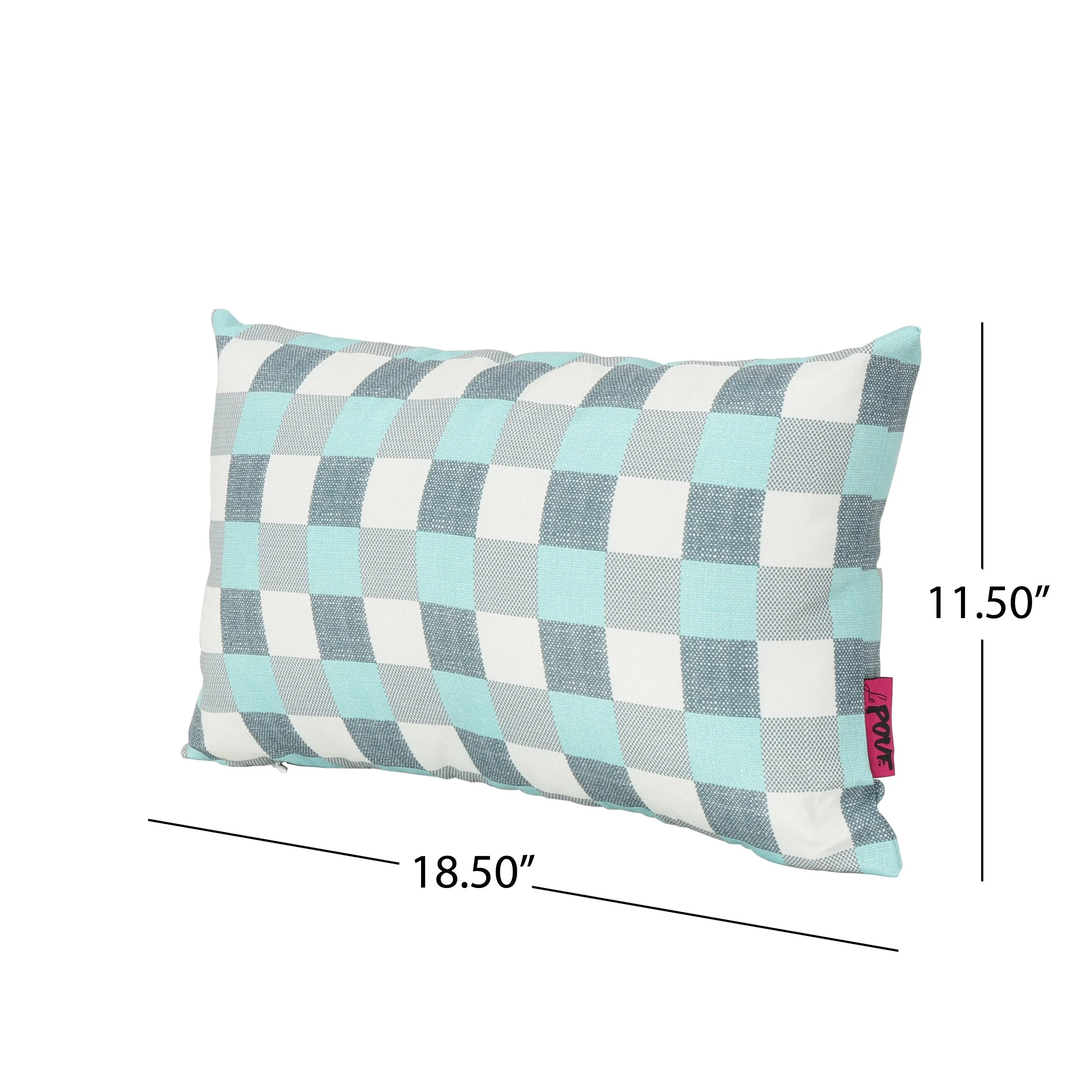 Outdoor Blue and White Plaid Water Resistant Tasseled Square and Rectangular Throw Pillows (Set of 4) - NH370303