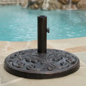 Outdoor Bronze Resin and Black Steel Unbrella Base - NH183003 patio chairs, outdoor seating