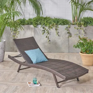Outdoor Brown Wicker Adjustable Chaise Lounge Chair - NH925592 patio chairs, outdoor seating