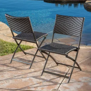 Outdoor Brown Wicker Folding Chair (Set of 2) - NH224692 patio chairs, outdoor seating
