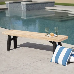 Outdoor Brushed Gray Acacia Wood Dining Bench - NH387203 patio chairs, outdoor seating