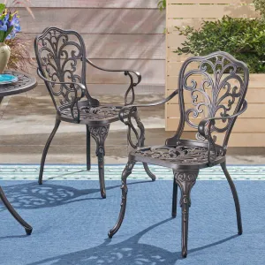 Outdoor Cast Aluminum Dining Chair (Set of 2), Shiny Copper - NH423503 patio chairs, outdoor seating