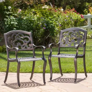 Outdoor Cast Aluminum Dining Chairs (Set of 2), Patina Copper - NH366003 patio chairs, outdoor seating