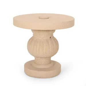 Outdoor Cast Stone Umbrella Holder Side Table - NH156313 patio chairs, outdoor seating