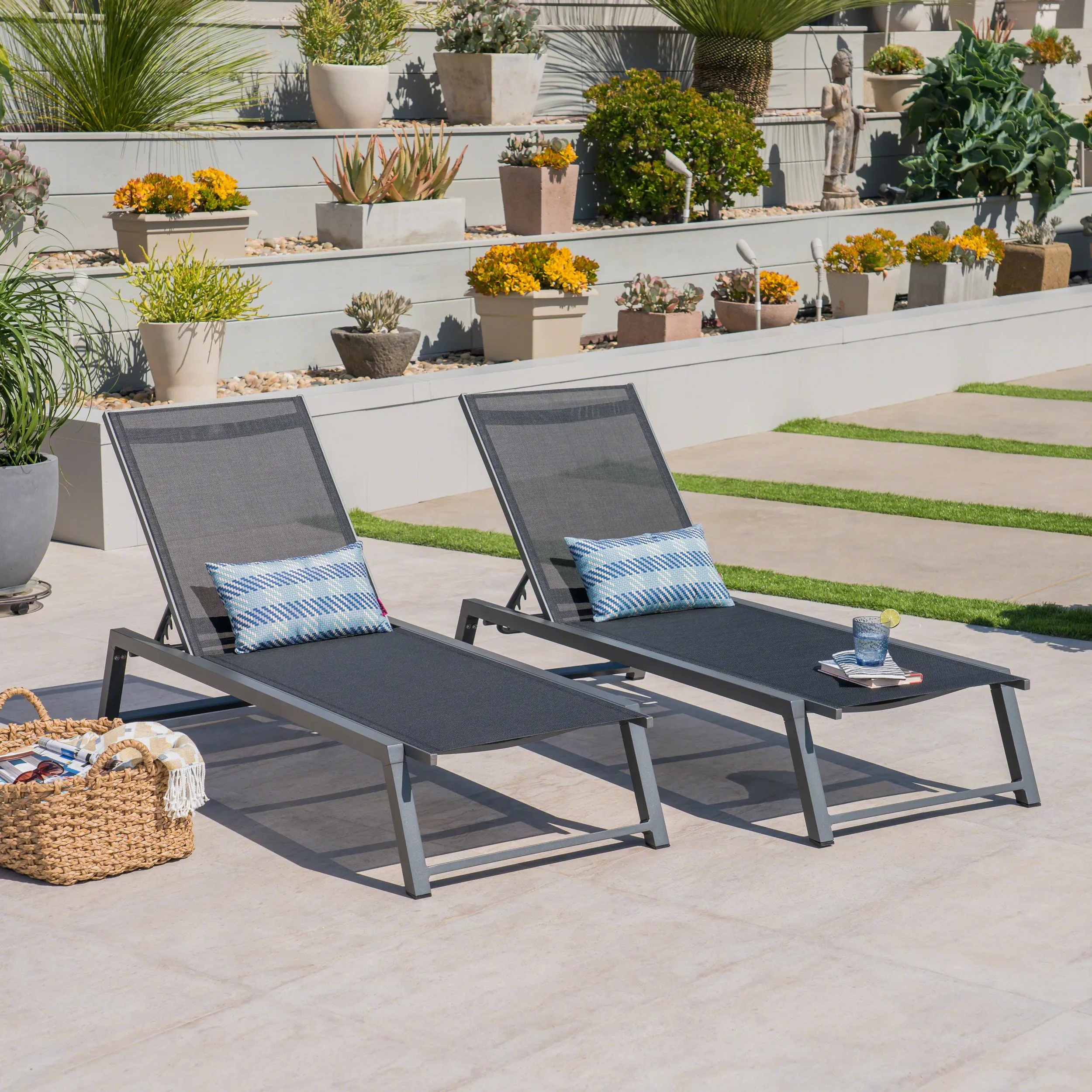 Outdoor Chaise Lounge with Finished Aluminum Frame - NH163303