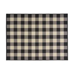 Outdoor Check Area Rug, Black and Ivory - NH355803 patio chairs, outdoor seating