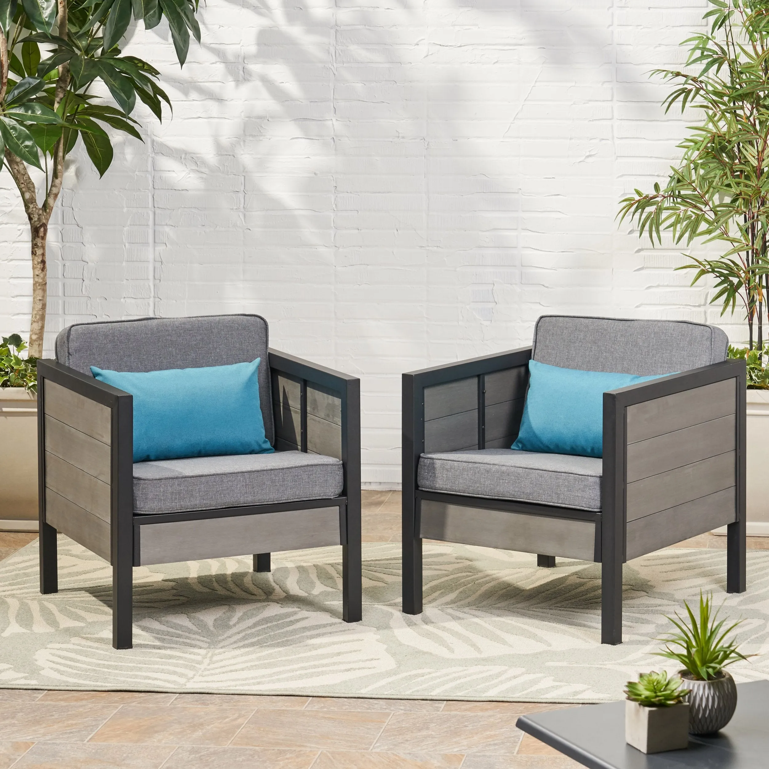 Outdoor Club Chair with Cushions (Set of 2) - NH474113 patio chairs, outdoor seating