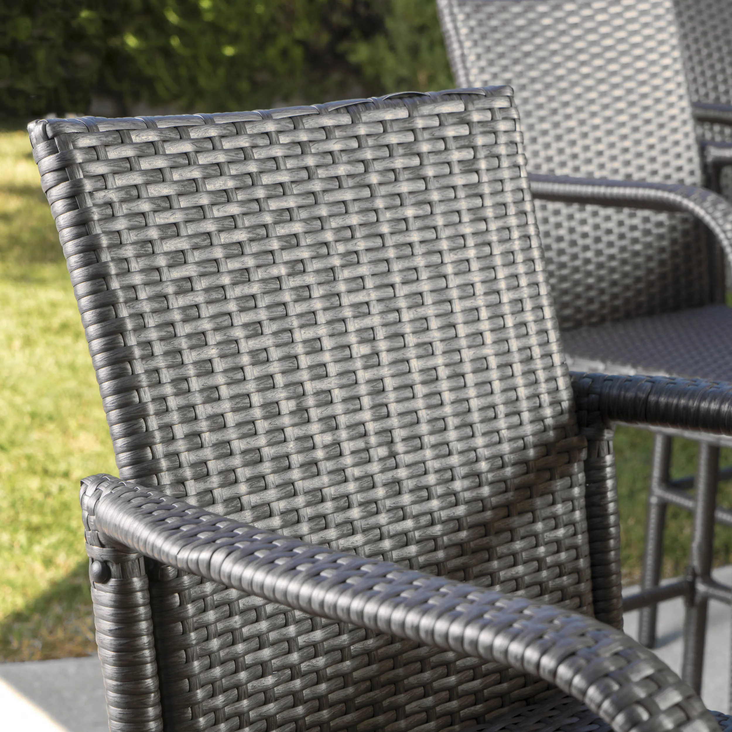 Outdoor Coastal Wicker Backed Barstools with Arms (Set of 2) - NH402103