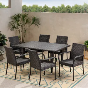 Outdoor Contemporary 6 Seater Wicker Dining Set - NH570113 patio chairs, outdoor seating
