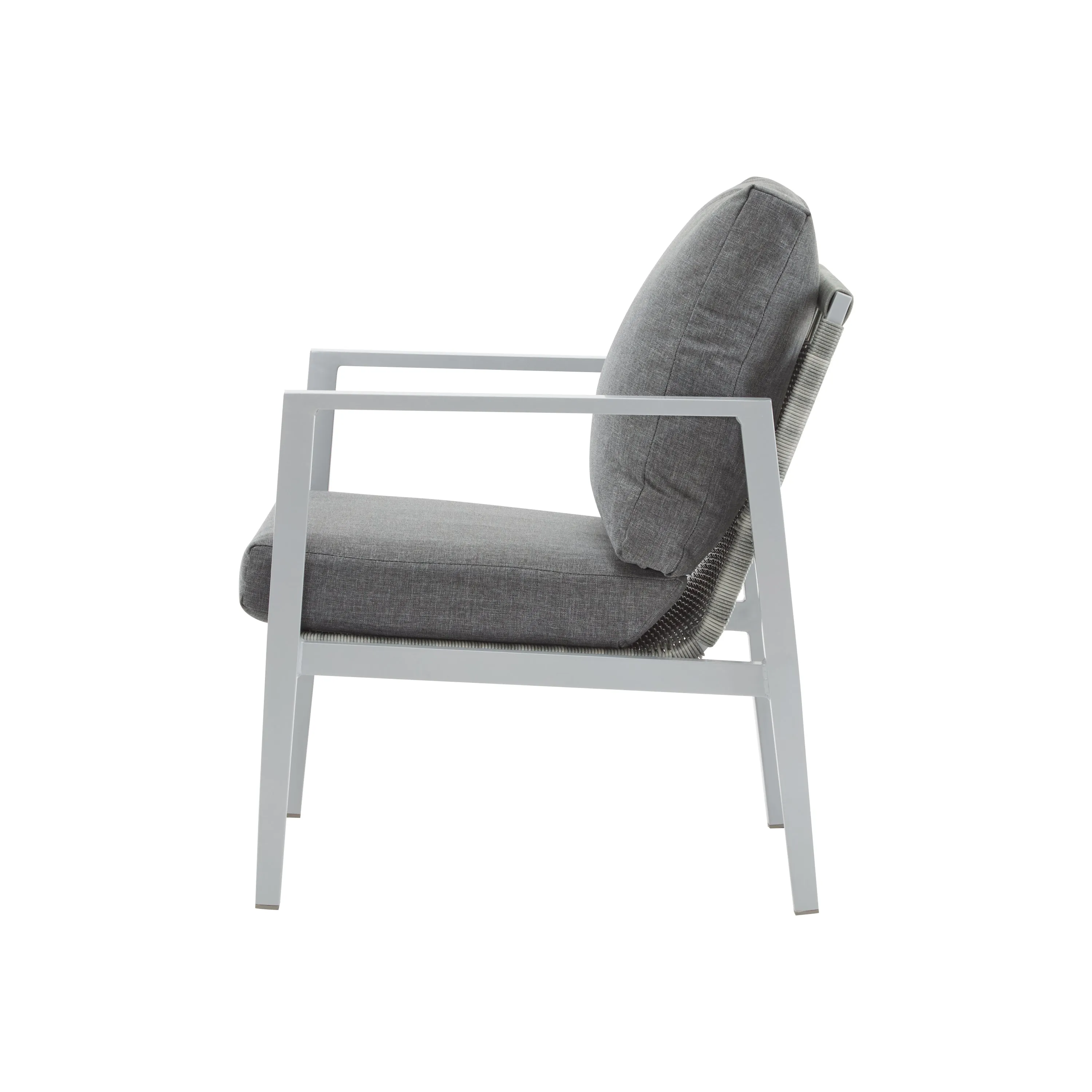 Outdoor Contemporary Gray Rope Accent Chair Club Chair, Aluminum