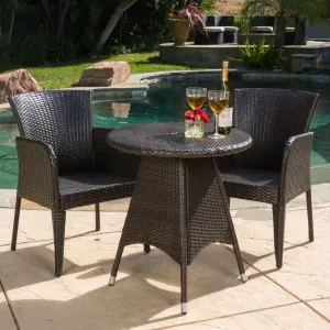 Outdoor Contemporary Multi-Brown Round 3pc Bistro Set - NH012692 patio chairs, outdoor seating
