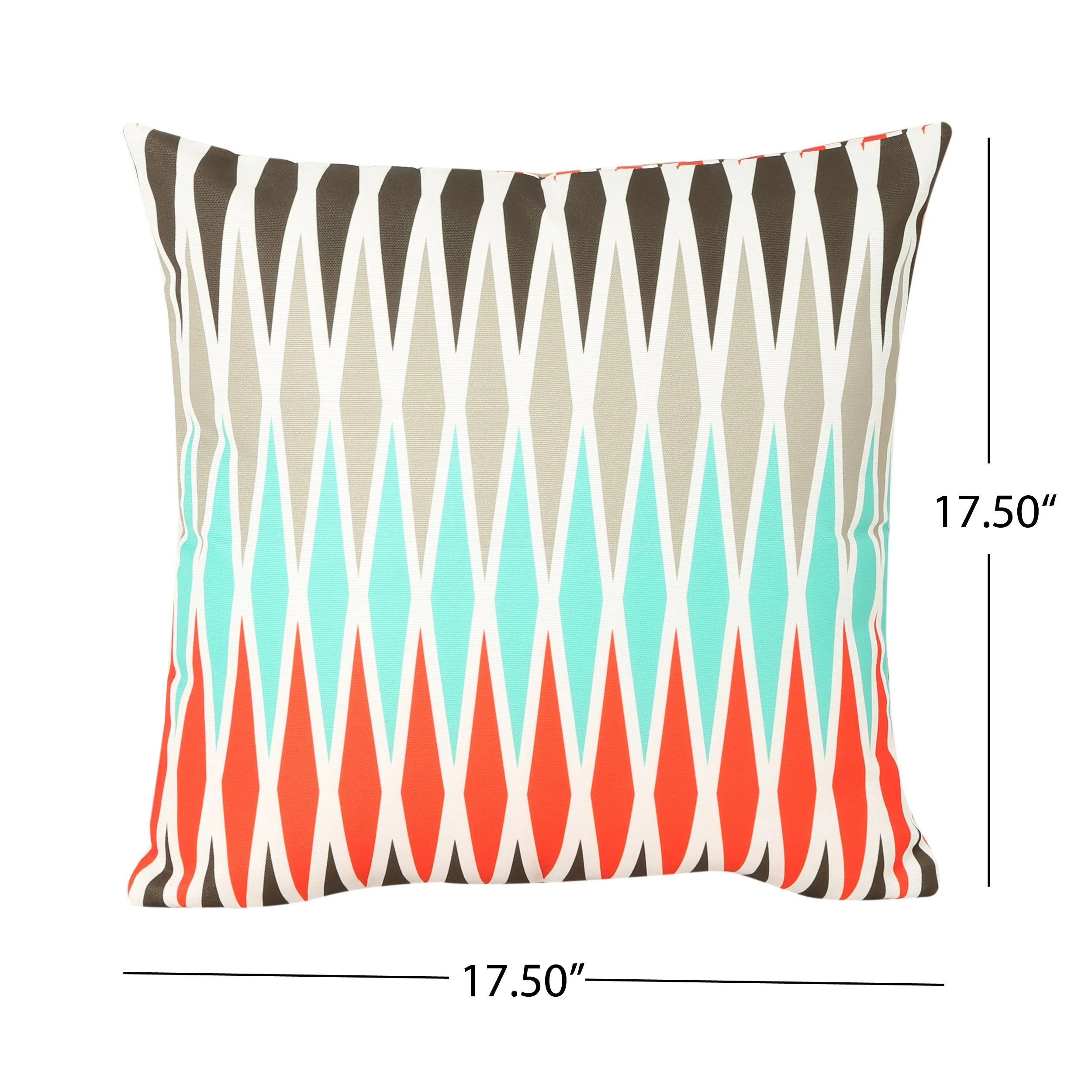 Outdoor Cushion, 17.75" Square, Geometric Pattern, Cream, Brown, Gray, Teal, Red - NH841703