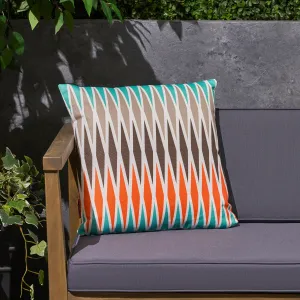 Outdoor Cushion, 17.75" Square, Geometric Pattern, Cream, Brown, Gray, Teal, Red - NH841703 patio chairs, outdoor seating