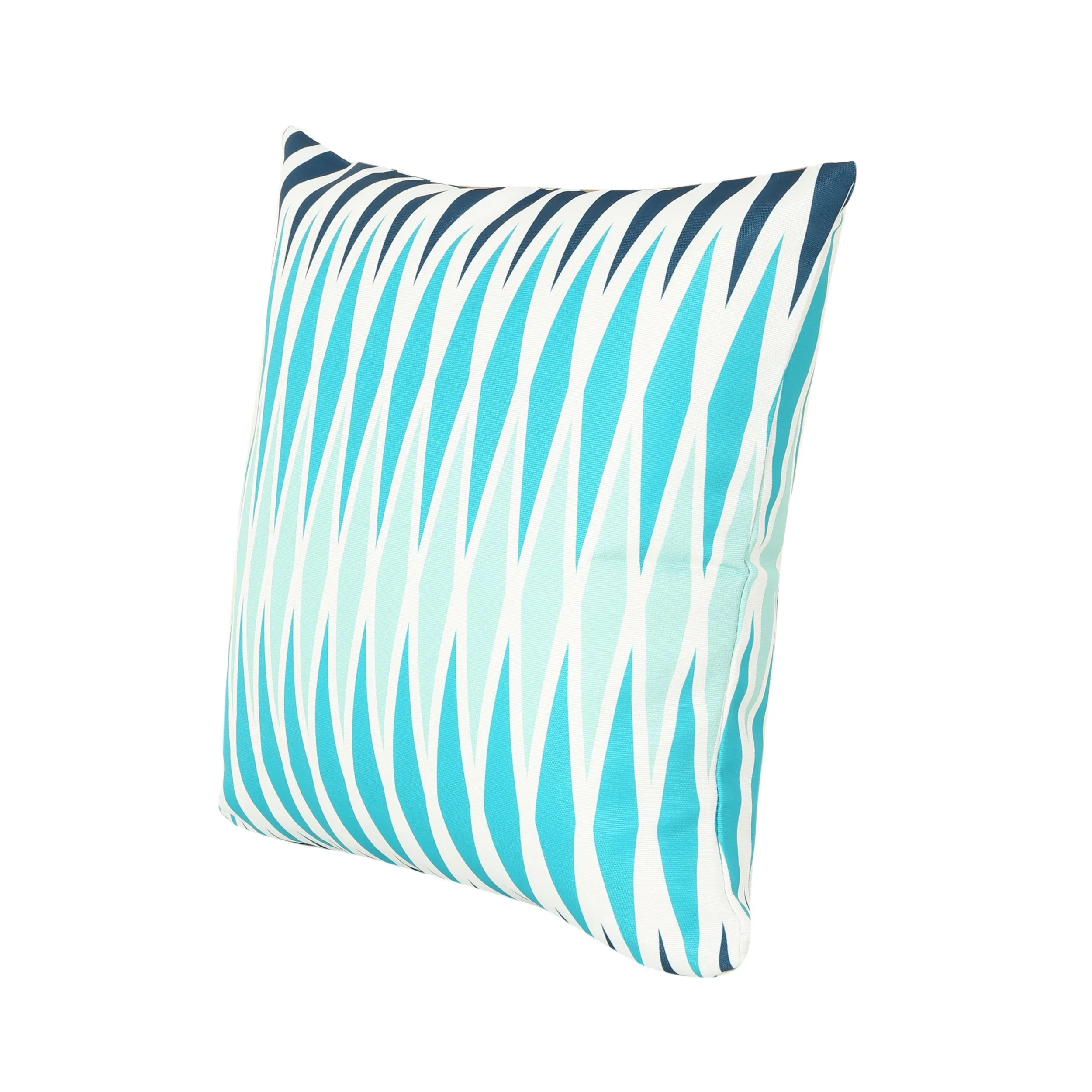 Outdoor Cushion, 17.75" Square, Geometric Pattern, Cream, Dark Teal, Turquoise, Light Blue - NH051703