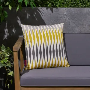 Outdoor Cushion, 17.75" Square, Geometric Pattern, Cream, Yellow, Dark Gray, Light Gray - NH941703 patio chairs, outdoor seating