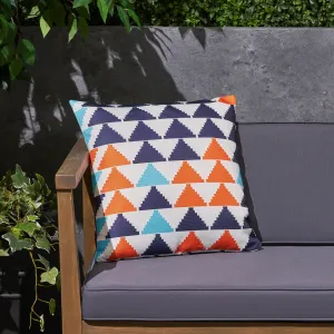 Outdoor Cushion, 17.75" Square, Southwestern/Tribal, Orange, Cream, Light Blue, Dark Blue - NH831703 patio chairs, outdoor seating
