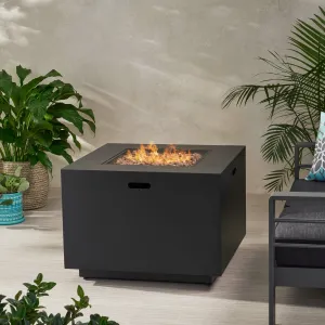 Outdoor Dark Gray Finish Iron 33 Inch Square Fire Pit - 50,000 BTU - NH303997 patio chairs, outdoor seating