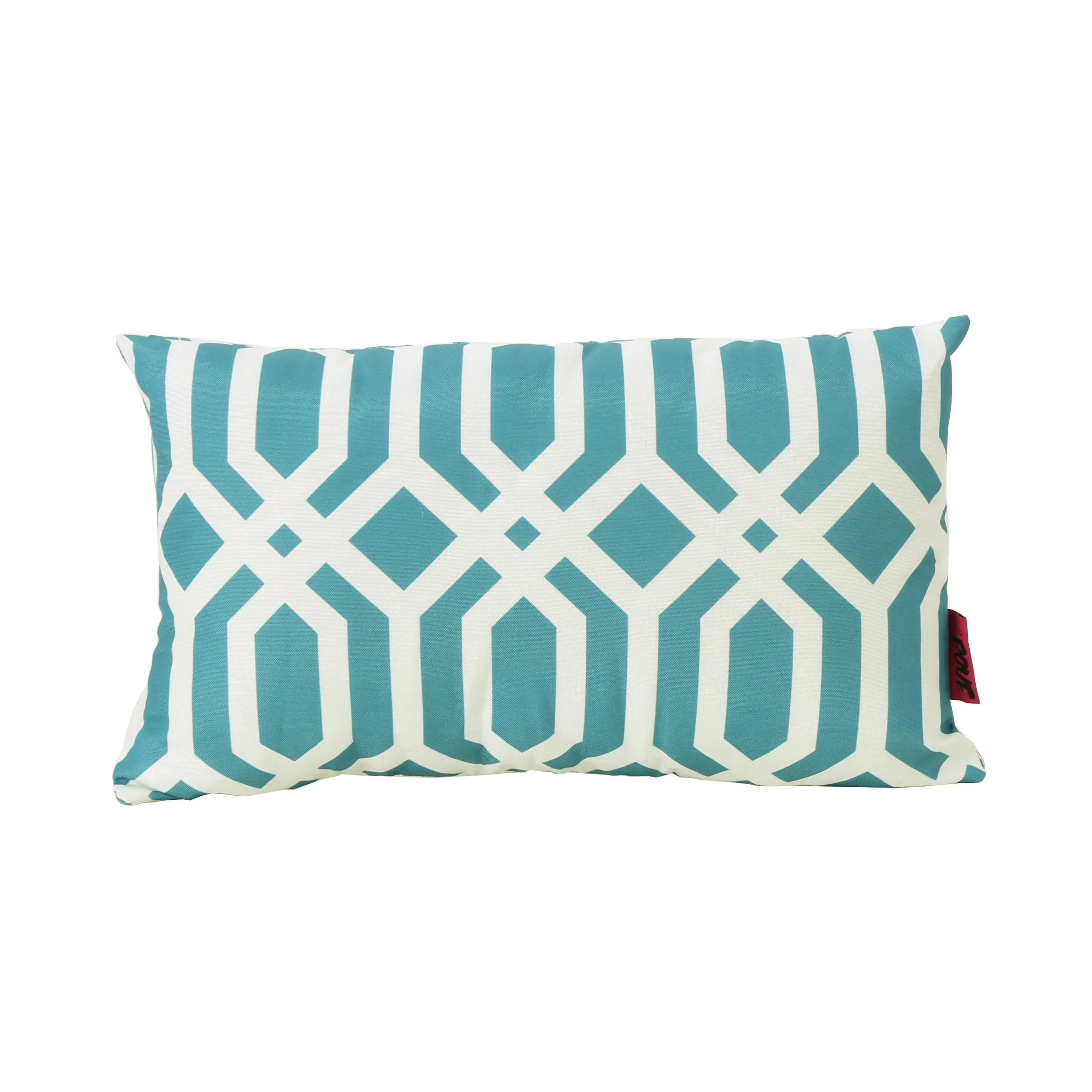 Outdoor Dark Teal Arabesque Patterned Water Resistant Square and Rectangular Throw Pillows (Set of 4) - NH840303