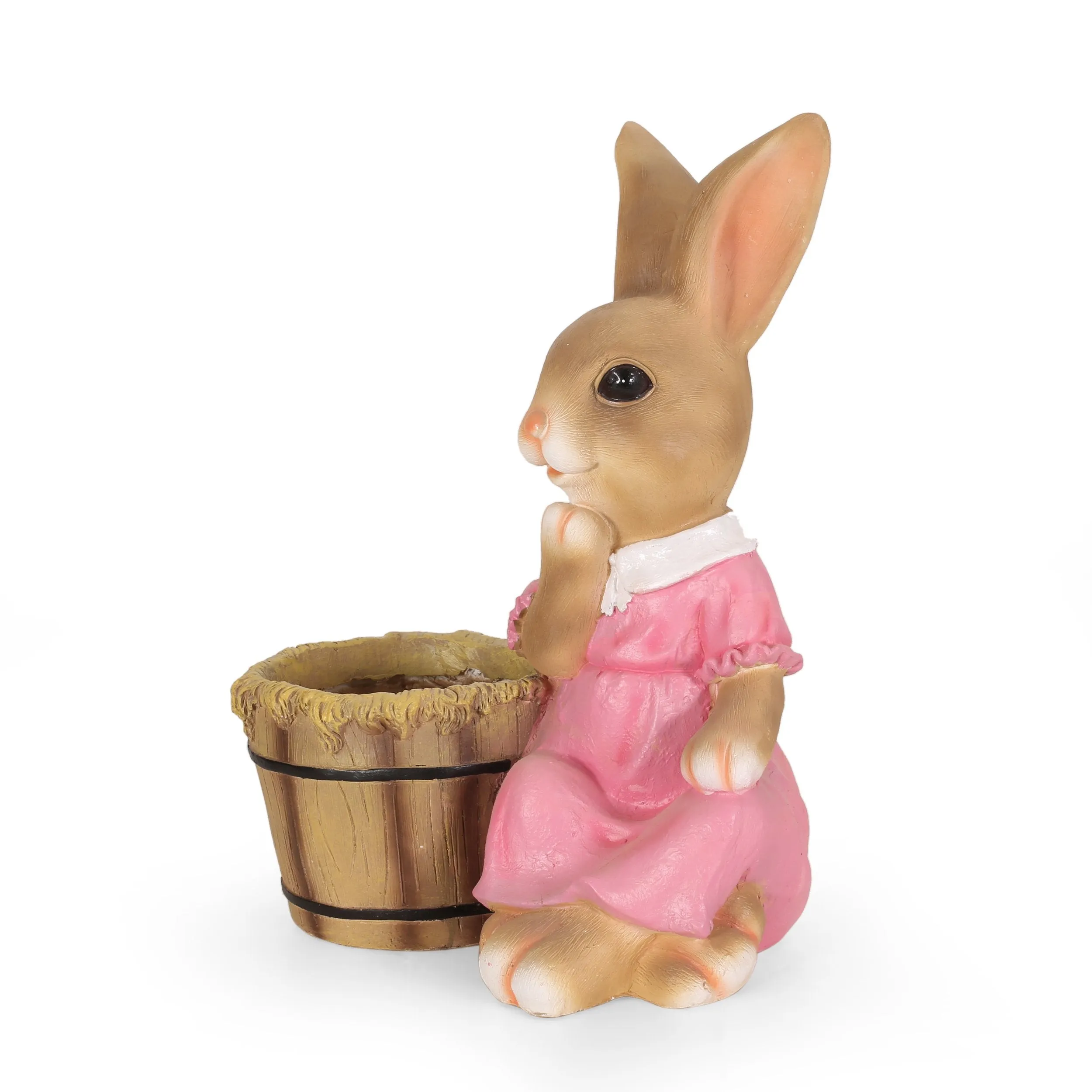 Outdoor Decorative Rabbit Planter, Brown and Pink - NH099413 patio chairs, outdoor seating