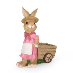 Outdoor Decorative Rabbit Planter, Pink and Brown - NH589413 patio chairs, outdoor seating