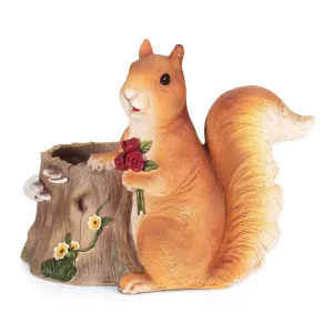 Outdoor Decorative Squirrel Planter, Brown - NH189413 patio chairs, outdoor seating