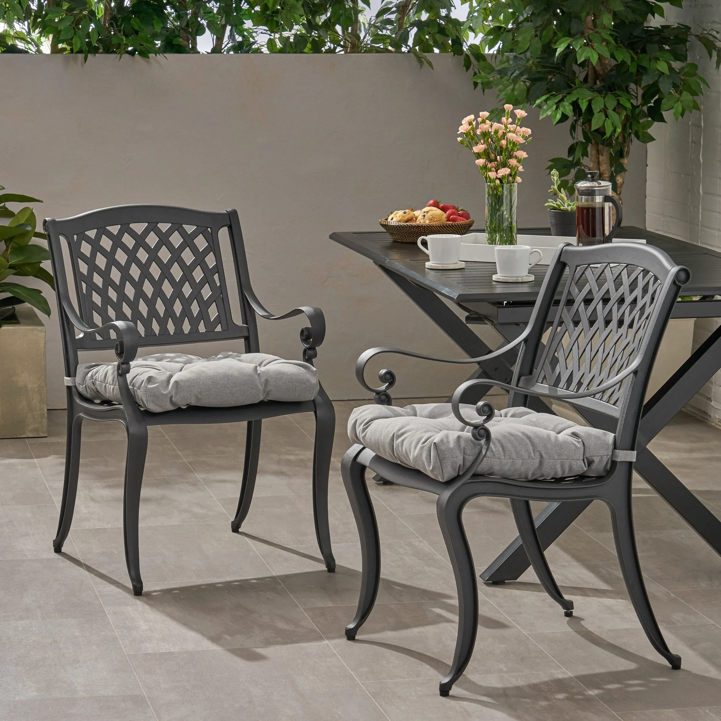 Outdoor Dining Chair with Cushion (Set of 2) - NH501013 patio chairs, outdoor seating