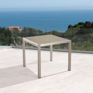 Outdoor Dining Table - Anodized Aluminum - Tempered Glass Table Top - Square - Silver and Gray - 35-inch - NH410703 patio chairs, outdoor seating