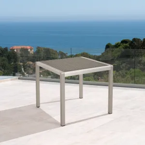 Outdoor Dining Table - Anodized Aluminum - Wicker Table Top - Square - Silver and Gray - 35-inch - NH610703 patio chairs, outdoor seating