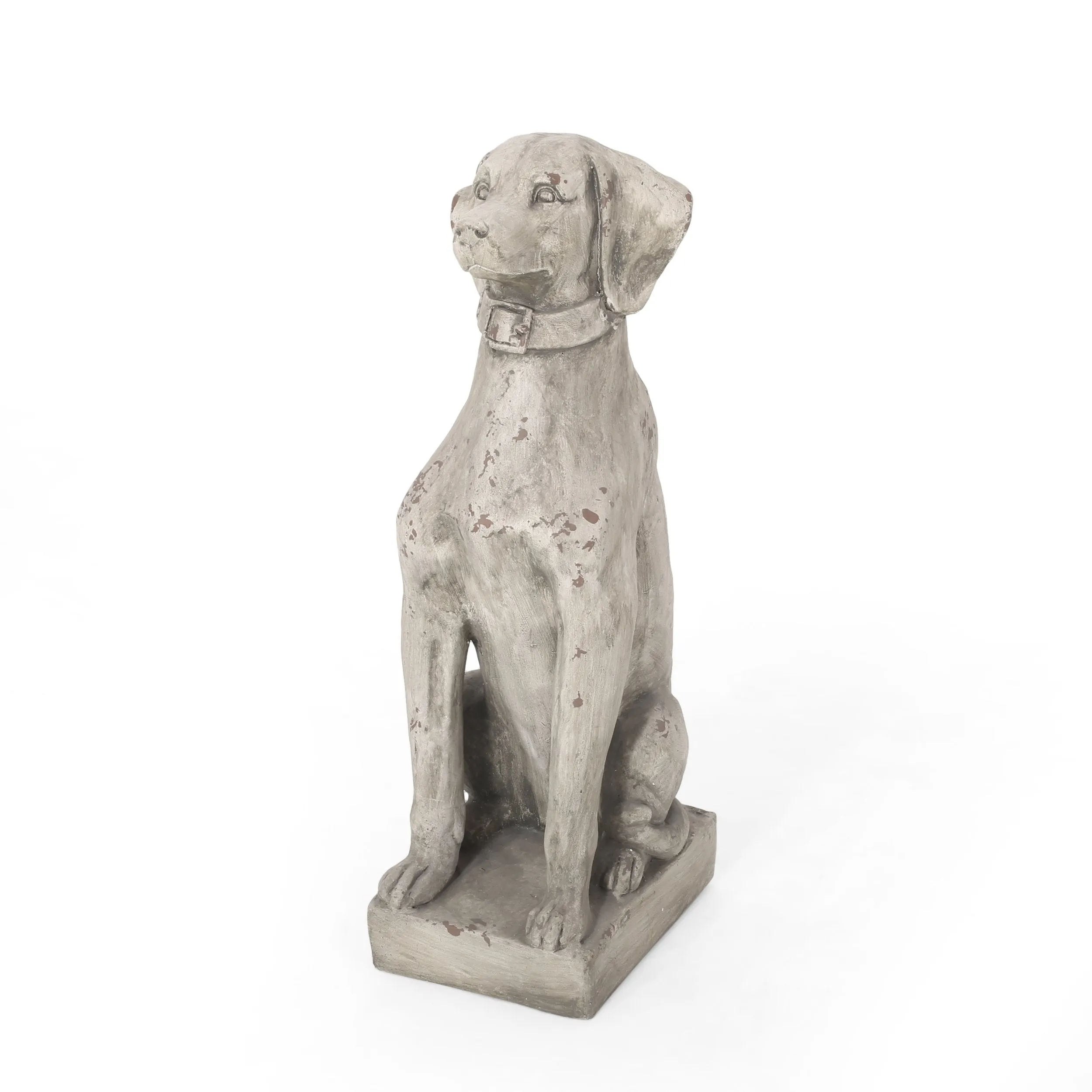 Outdoor Dog Garden Statue, Antique White - NH263413