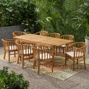 Outdoor Expandable 8 Seater Acacia Wood Dining Set - NH137903 patio chairs, outdoor seating