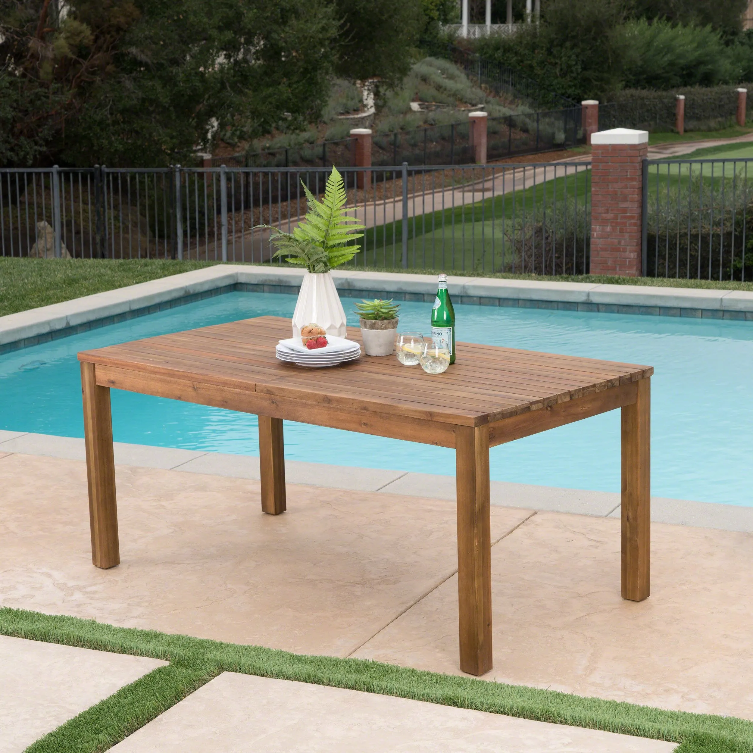 Outdoor Expandable Teak Finished Acacia Wood Dining Table - NH155303 patio chairs, outdoor seating