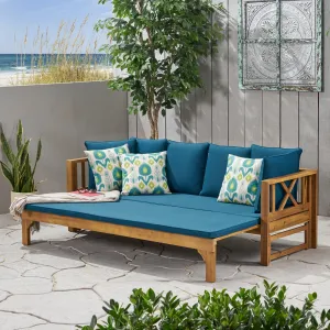 Outdoor Extendable Acacia Wood Daybed Sofa - NH518903 patio chairs, outdoor seating