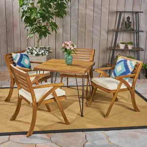 Outdoor Farmhouse Hairpin Legs Dining Set - NH464503 patio chairs, outdoor seating