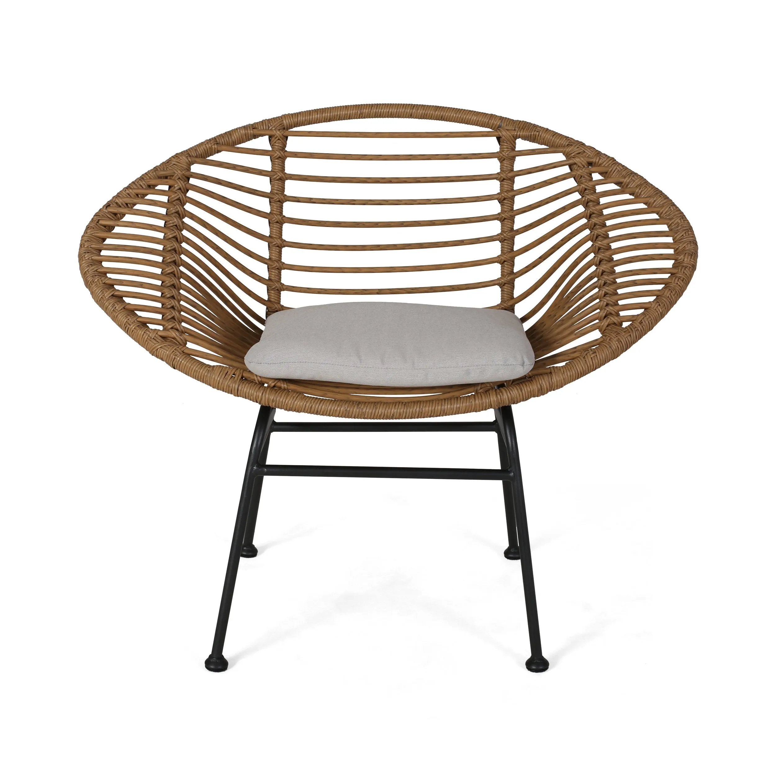 Outdoor Faux Wicker 2 Seater Chat Set with Tempered Glass Table - NH656903