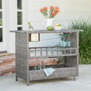 Outdoor Fine Crafted Mixed Black Wicker Bar Serving Cart - NH824003 patio chairs, outdoor seating