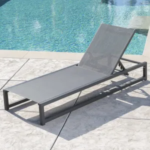 Outdoor Finished Aluminum Framed Chaise Lounge with Mesh Body - NH128203 patio chairs, outdoor seating