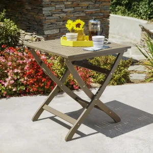 Outdoor Foldable Grey Finished Acacia Wood Bistro Table - NH702103 patio chairs, outdoor seating